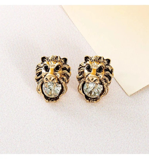 Lion Head Stud Earrings