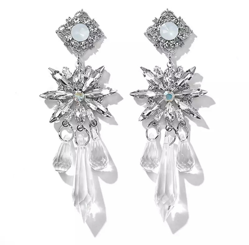 Crystal Snowflake Drop Earrings