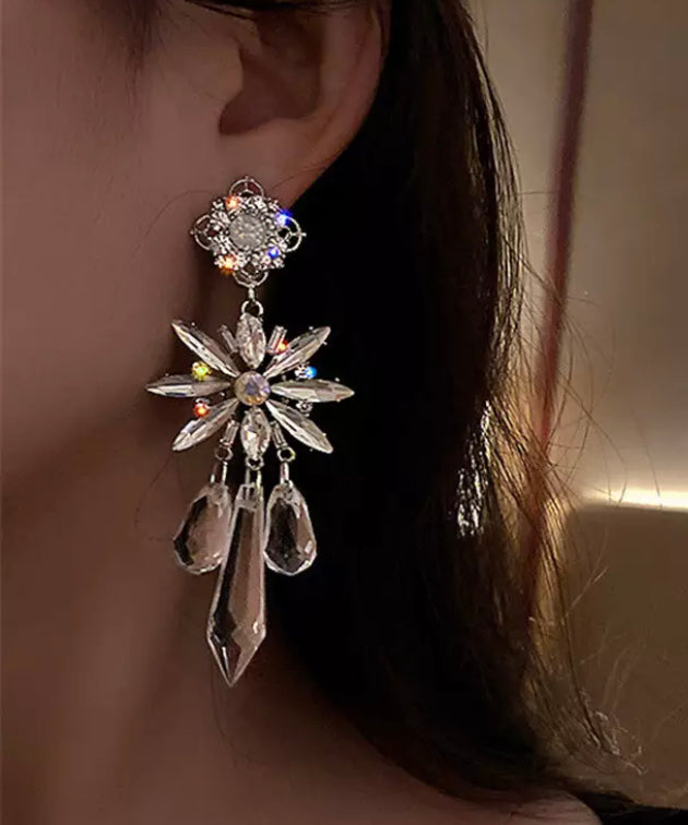 Crystal Snowflake Drop Earrings