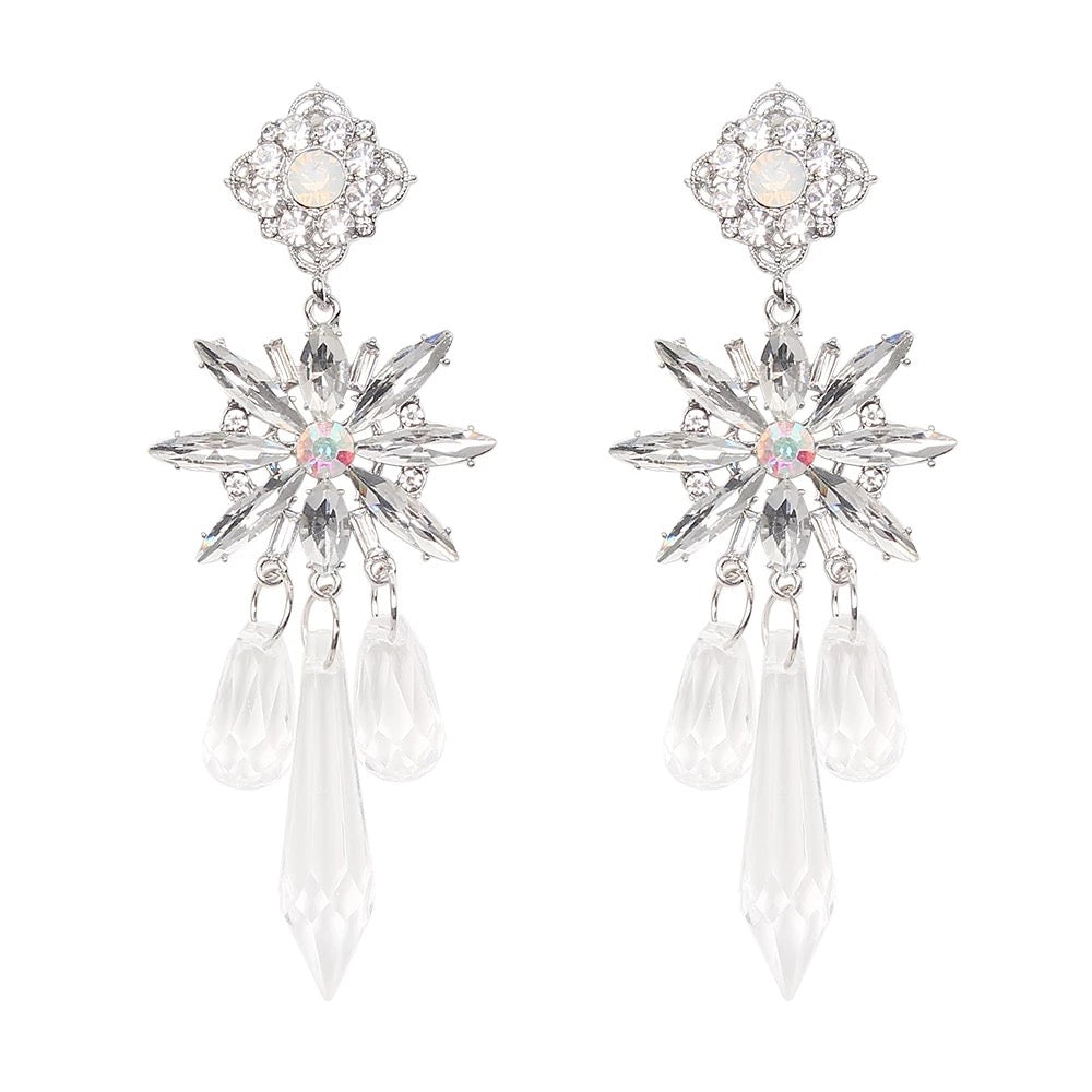 Crystal Snowflake Drop Earrings